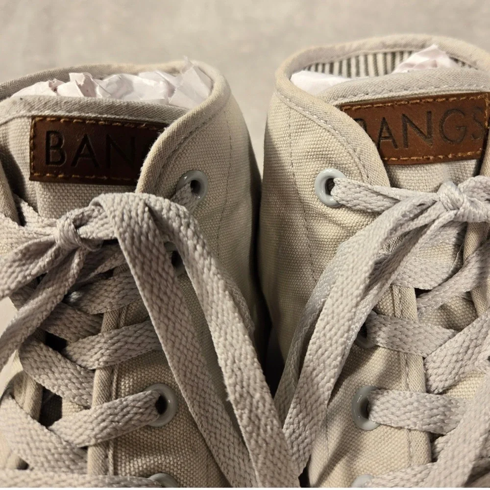 BANGS Shoes High Top Canvas Sneakers Grey Cactus Succulent Embroidery Womens 7‎